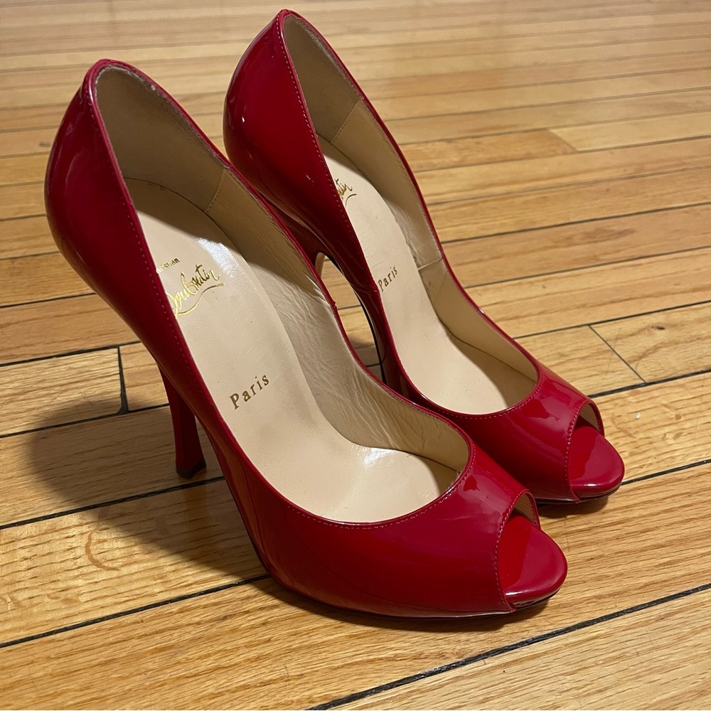 Christian Louboutin Red Peep Toe Maryl 120 Pumps